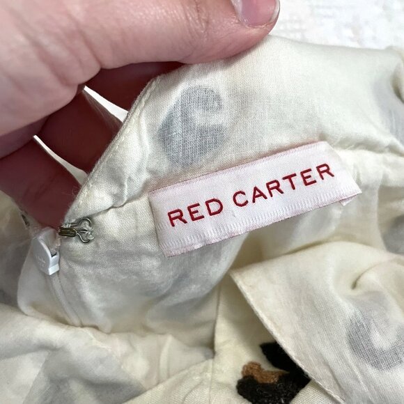 Red Carter Ivory Leopard Print Embroidered Romper Jumpsuit Size S - Picture 2 of 7